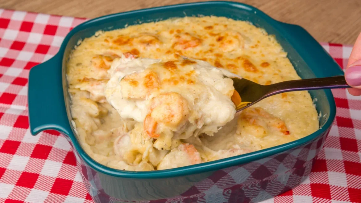 Camarão gratinado com queijo